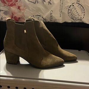 Michael Kors Olive Suede Ankle Booties
